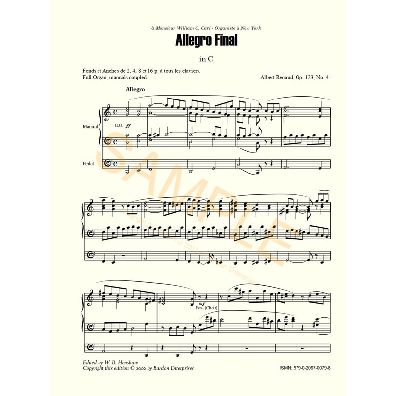 Allegro final (Op. 123/4) for Organ