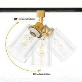 VANoopee H Type Track Lighting Heads E26 Track Light Ceiling Modern for Kitchen, Compatible with H Track Lighting Rail System, Gold Track Lighting Fixtures with Glass Lamp Shade, 4 Pack, No Bulbs