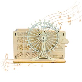3D Wooden Puzzle for Adults, Wooden Music Box with Pen Holder - Ferris Wheel Autobiographical, Adult Laser Cut Model Kit, Magic Wood, Christmas and Birthday Gift