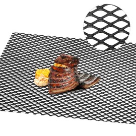 Gisafai 7 Gauge 1'' x 1/2'' Steel Expanded Metal Sheet Flattened Metal Mesh Sheet Steel Mesh for BBQ Grill Smokers, Black(1 Piece, 48 x 24 Inches)