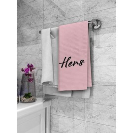 Dibor Love Quote His and Hers Bath Towels,Pink Blue Decorative Absorbent Drying Cloth Hand Towel Tea Towels Dishcloth for Bathroom Kitchen,Funny Couples Wedding Anniversary Valentine Gifts