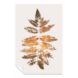 Oak Leaf Print Gold Unframed Poster, Pictures for Home Walls, Bedroom, Living Room & Bathroom Decor 31x20cm (12x8in)