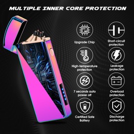 LcFun Electric Lighter Plasma Dual Arc Lighter, Windproof USB Rechargeable Lighter, Flameless Cool Lighters with LED Battery Indication for Candles, Incense Stick, Outdoor Camping (Magic)