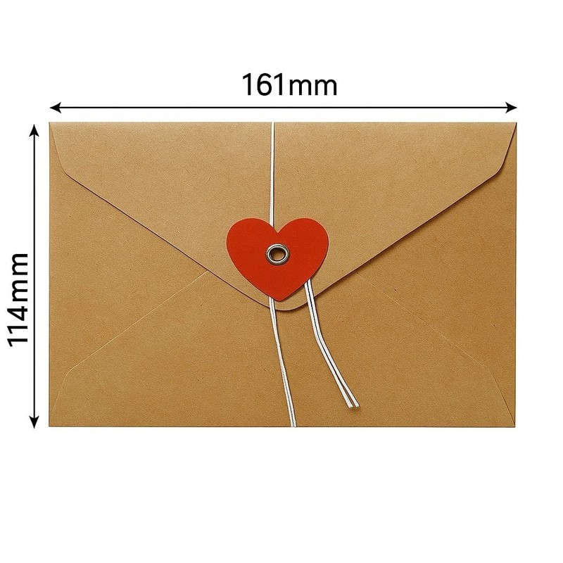 Envelopes with Drawstring Closure, 10 Pieces, White x Heart, 6.3