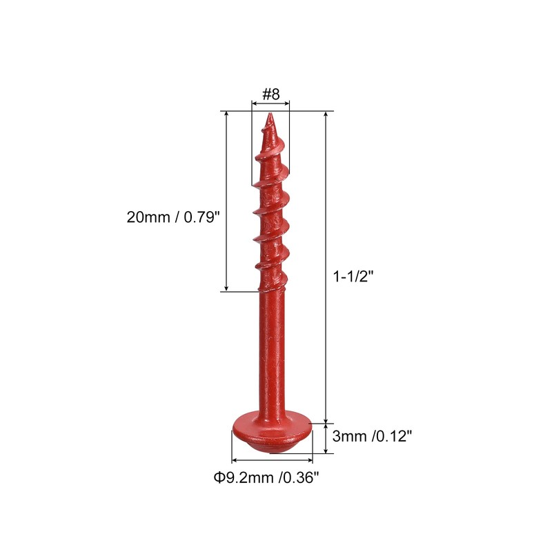 sourcing map #8x1-1/2" Pocket Hole Screws, 100pcs Square Drive Self