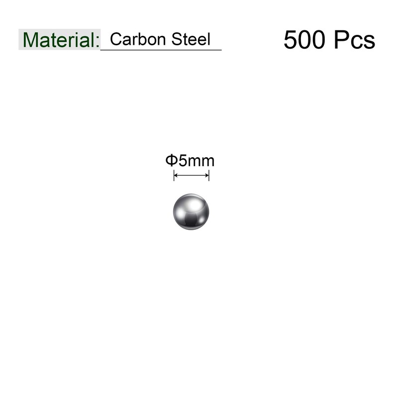 sourcing map 500pcs 5mm Carbon Steel Bearing Balls Precision Polished