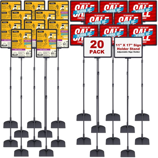 DoubleFill 20 Pack 11'' X 17'' Sign Holder Adjustable Sign