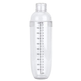 Cocktail Shaker, Clear Resin Cocktail Shaker Hand Drink Mixer Boba Tea Shaker Cup Wine Mixer Bottle with Scale and Strainer Top for Home Use (1000ml)