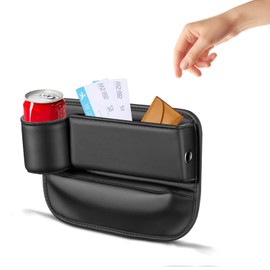 PHMING Aufbewahrungsbox für Autositzlücken, Leder Autositz Lückenfüller Veranstalter, 30 x 20 cm Auto Seitentasche Veranstalter, Schwarzes, für Schlüssel, Geldbörse, Wasserflasche