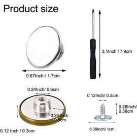 No-Sew Jeans Button Replacement Kit, 10 Sets Metal Snap Tack Buttons with Tools,2025 New Model, Silver 16#