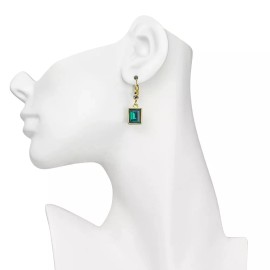 Kirks Folly Brilliant Emerald-Cut  Petite Leverback Earrings green/ GT