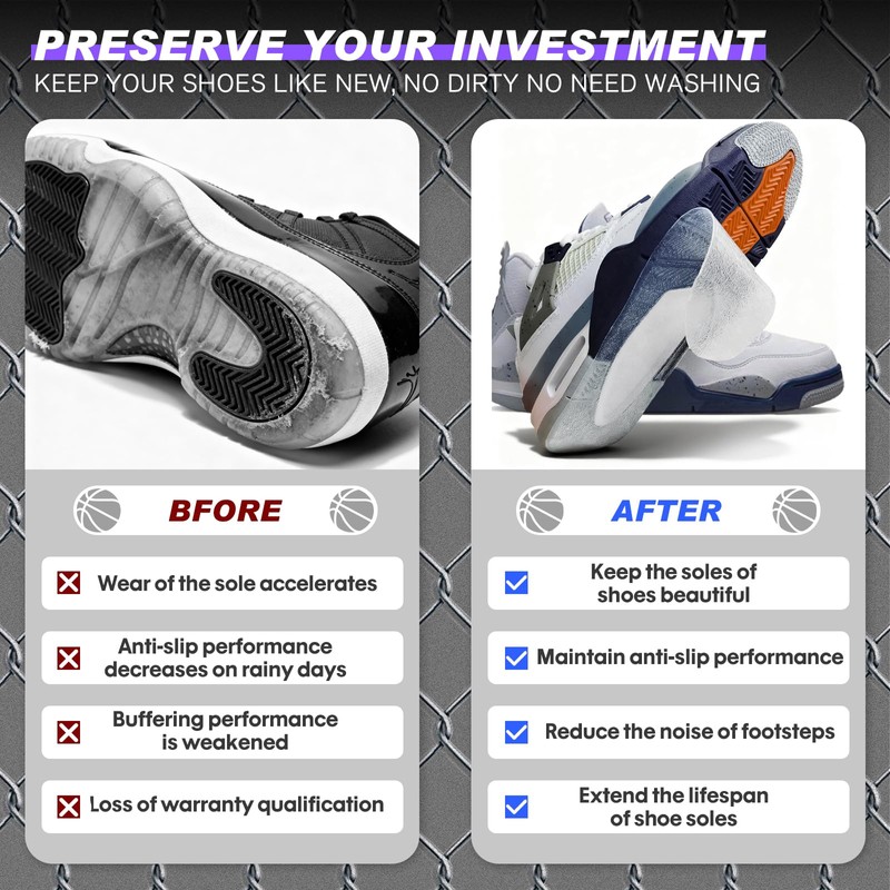 Pacify 6 Pack Sole Protector for Sneakers, Non-Slip Clear Shoe