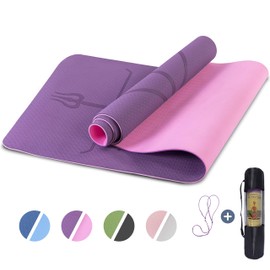 Yoga Mat Non Slip, Pilates Fitness Mats with Alignment Marks, Eco Friendly, Anti-Tear Yoga Mats for Women, 1/4" Exercise Mats for Home Workout with Carrying Strap