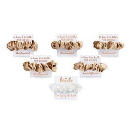 Velvet Bridesmaid Proposal Gift Scrunchies - To Have and To Hold Your Hair Back Foil Gift Cards (6 Pack Bridal Party, Gold)
