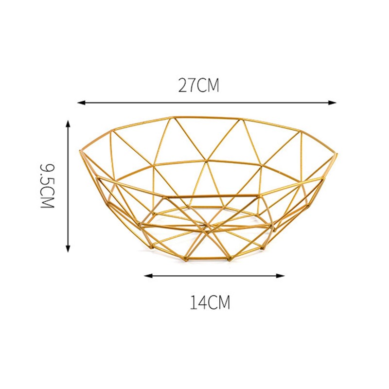 Soulnioi Fruit Bowl Geometric Fruit Basket Iron Storage Basket Decorative