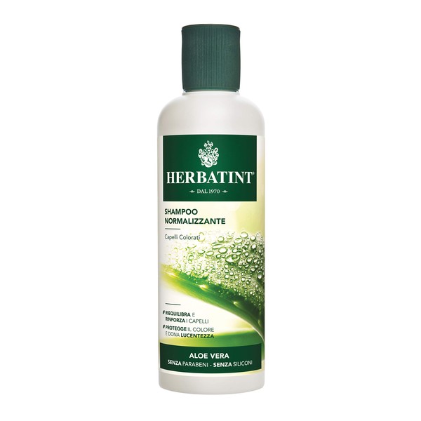 Herbatint Normalising Aloe Vera Shampoo - 260ml, Rich in Natural Organic Extracts, Protects Colour by Gently Cleansing Hair, Dermatologically Tested for Sensitive Skin