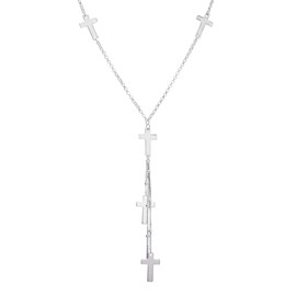HOT SILVER Jewelry of Faith 925 Sterling Silver Multi Cross Necklace, 18"