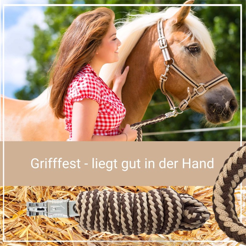 Pferdelinis Horse Lead Rope, 2m, Brown/Beige, Pre-braided Polypropylene
