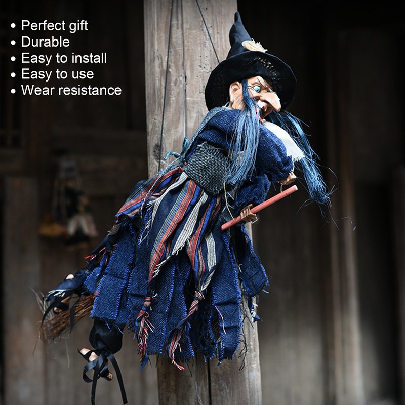 Blue Hanging Horror Witch Decorative Voice Control Hanging Prop Decoration