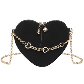 CALLPIONEER Black Evening Bag Heart Purse Black Purse Crossbody Small Bag for Women Shoulder Handbag for Party