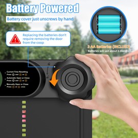 Budsom Automatic Chicken Coop Door Battery Powered, LCD Display Large Aluminum Auto Chicken Coop Opener with Anti-Pinch Sensor, Smart Timer & Waterproof for Hens, Ducks, Geese Poultry