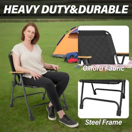 BDL Folding Beach Backpack Chair, Outdoor Folding Portable Camping Chair with Armrest for Patio Garden Yard Beach Supports 300 lbs, 2 Pack (Black, Classic)