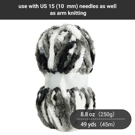 HOMBYS Chunky Velvet Yarn,Super Bulky Chenille Yarn for Knitting,Fluffy Plush Thick Yarn for Crocheting,Grey Tie Dye Soft Yarn Pack of 8,Big Yarn for Chunky Blanket,Jumbo Yarn(49 yds,8.8 oz/Skein)