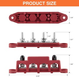 KINGHON 12V-48V DC Busbar Distribution Block, 250A BusBar Box with 4 x M8 Terminal Bolts, Power Distribution Block for Car, RV, Boat, Yacht