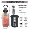 wangsdjy 34oz Glass Water Bottle with Straw, Infuser & Protective