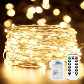 33Ft 100LED Outdoor String Lights, Fairy Lights Battery Operated with Remote, Waterproof Twinkle Lights for Bedroom Dorm Patio Tapestry Backyard Garden Party Indoor Christmas Decoration, Multicolor