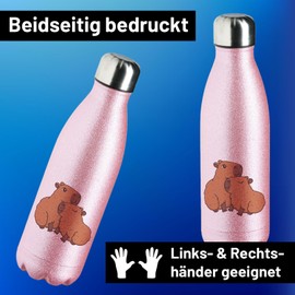 Huuraa Capybara Water Bottle Couple Comic Gift 500 ml Pink Stainless Steel Capybara Pair Present