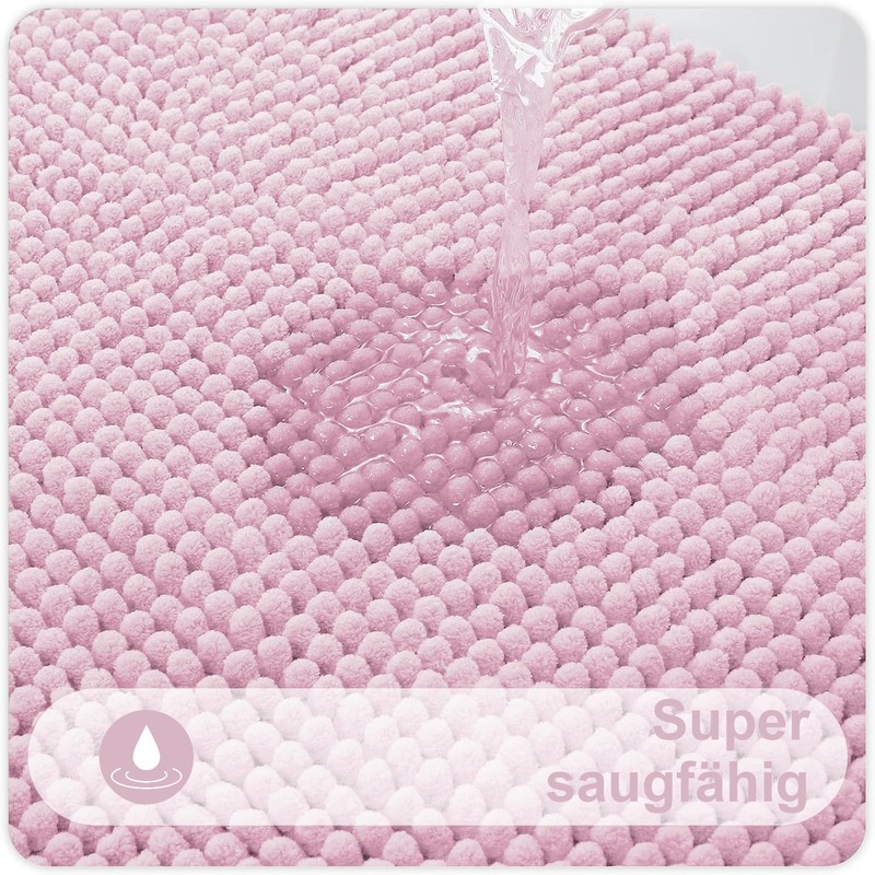 Homaxy Chenille Bathroom Rug, Non-Slip Bath Mat, Washable Bath Mat,