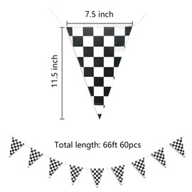 Piokio Double Sided Plastic Checkered Flag Banner, Racing Birthday Decorations, for Nascar Cars Party Supplies