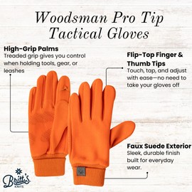 Britt's Knits Pro Tip Tactical Gloves Flip-Top Pointer Gloves for Men and Women - Orange, Small/Medium