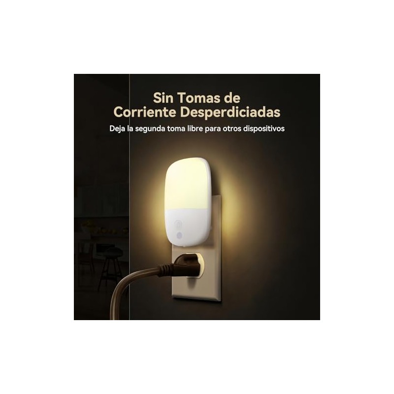 2 Lámparas de Noche con Sensor de Luz, Detecta Automáticamente