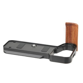 FOTGA L Shaped Wooden Side Handle with Quick Release Plate for Sony Alpha A7CII A7CR Camera - Retro Style Hand Grip, QR Plate Mount Compatible with Arca-Swiss Tripod Mount (Black)