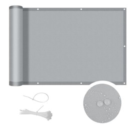 COOL AREA Balcony Privacy Screen, Balcony Edging PES Waterproof Weatherproof with Cable Ties, 90 x 400 cm, Grey