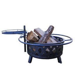 Bluegrass Living Fire Pit for Outdoor Use, Wood Burning, includes Cooking Grid, Weather Cover, Spark Screen, and Poker (Steel with Grid)