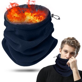 [Freeluck] ネックウォーマー メンズ レディース【12月新登場】 ネックガード 防風防寒 秋冬 極めた暖かさ ふわふわ裏起毛 柔らかい ネックウォーマー スポーツ/自転車/バイク/アウトドア/ボタン 男女兼用（ネイビー）