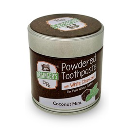 Dr. Ginger's White Charcoal Toothpaste Powder for Sensitive Teeth and Gums - 1.28oz Jar, All-Natural Whitening Tooth Powder to Support Gum Health, Fluoride-Free, Enamel Safe - Coconut Mint Flavor