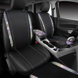 CAR PASS 23 PCS Bling Car Accessories Set for Women, Leather Car Seat Covers Full Set Sparkly Rhinestone15'' Steering Wheel Covers Shining Diamond Car Floor Mats Car Interior Sets, Multicolor Diamond