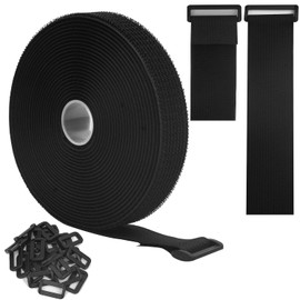 adjustable cable straps,with buckles,reusable cable ties,free cut length,hook and loop straps,hook and loop securing strap for cable tidy,wire management, cord organiser (5 * 2.5cm/1pcs)