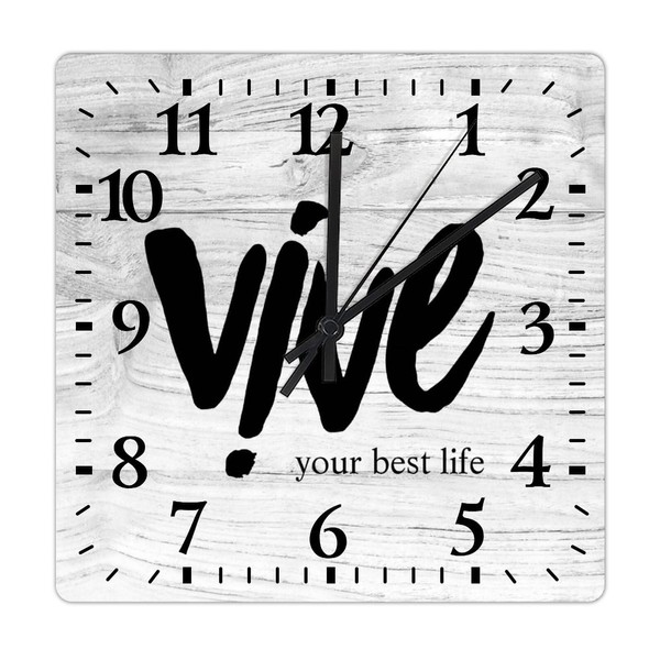 COCOKEN Square Wall Clock Live Your Best Life Large Wall