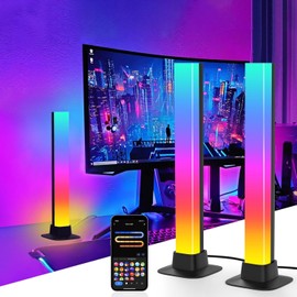 Barra de Luz RGB, 30CM 5W Luz Atmósfera Music Sync, Luz de Ambiente de Escritorio Inteligente Bluetooth con Control App con Función de Temporizador para Sala de Juegos,TV, Ordenador Paquete de 2