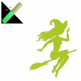 AMA SHOP PVC Sticker Prespaced Witch Yellow Neon Glow in the Dark | for Laptop Wall Decal | Sticker for Helmet, Motorcycle, Boat, Camper, Car, PC