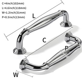 khtumeware 2 Pack 5 Inch(128mm) Polished Chrome Cabinet Pulls Heavy Duty Solid Cabinet Handles Heavy Duty Solid Cabinet Hardware for Cupboard Drawer Pulls Dresser Handle