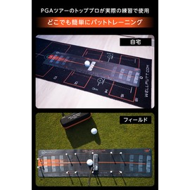 WELLSTROKE WELLPUTT Putter Correcting Device, Stroke Plate, 18° Swing Arc, Made in France, Genuine Japanese Distribution, Black/Green, 31.9 x 7.9 inches (81 x 20 cm)