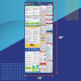 2025 Minnesota State and Federal Labor Law Poster - OSHA Workplace Compliant - Mandatory Regulations Posting for Employees - Required Compliance Posting 16" x 40" Laminated (English)