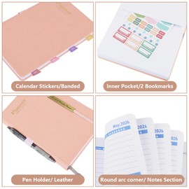 A5 Size 18 Month Week to View Diary 2025-2026, Agenda A5 2025 2026 Daily Weekly Monthly Planner（Jul. 2025 to Dec.2026）(Pink)
