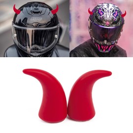 x xotic tech Small Devil Horns for Motorcycle Helmet, Stick-on Foam Helmet Decoration for Bike, Motorbike, Electric Car, Scooter, Skiing and Skating Helmets for Women Men (Red)
